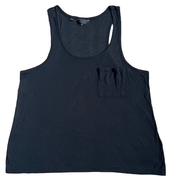 GUESS BLACK OVERSIZED FULL LENGTH TANK TOP WITH POCKET SIZE XS - Picture 1 of 6